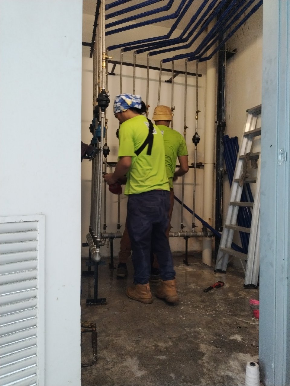 S&B Maju Builder plumbing work at construction site